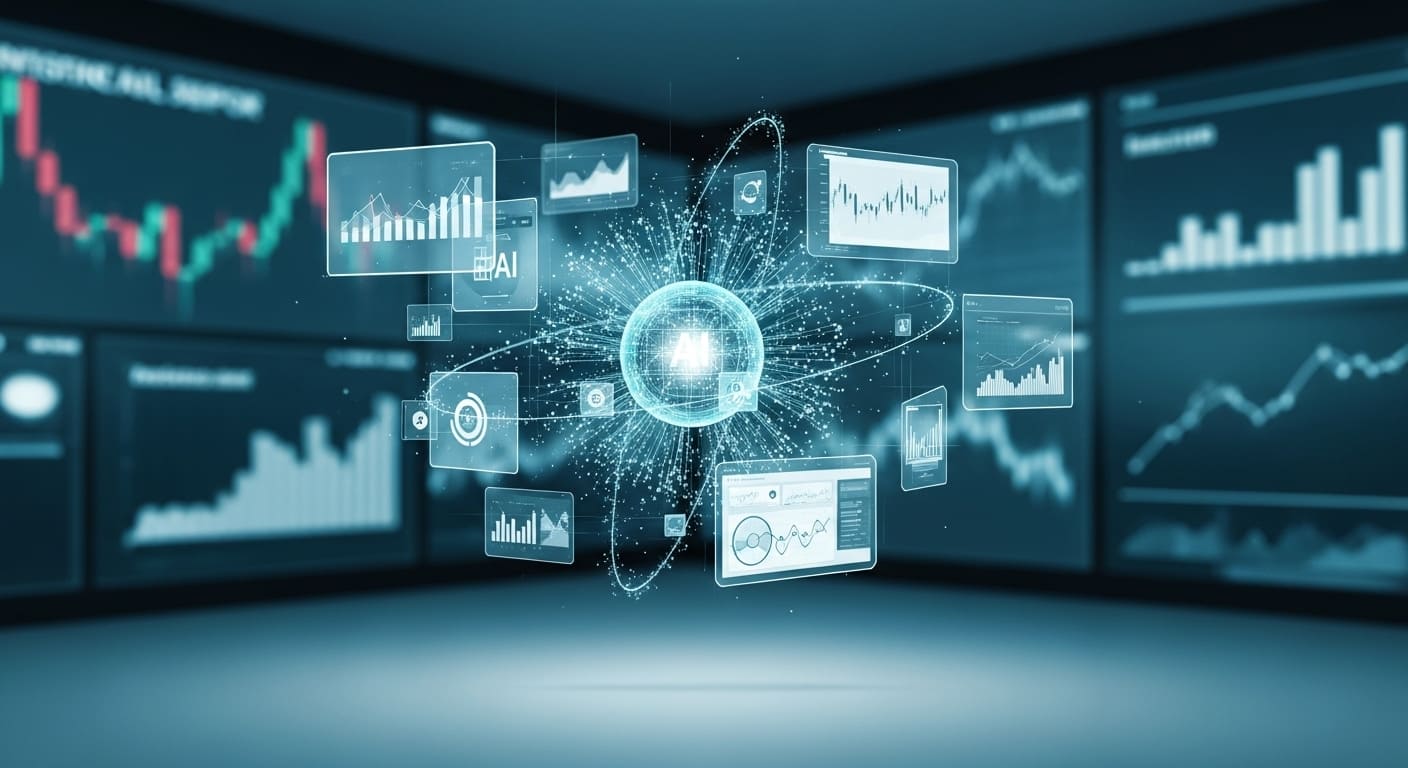 Representação visual de análise de dados financeiros com inteligência artificial