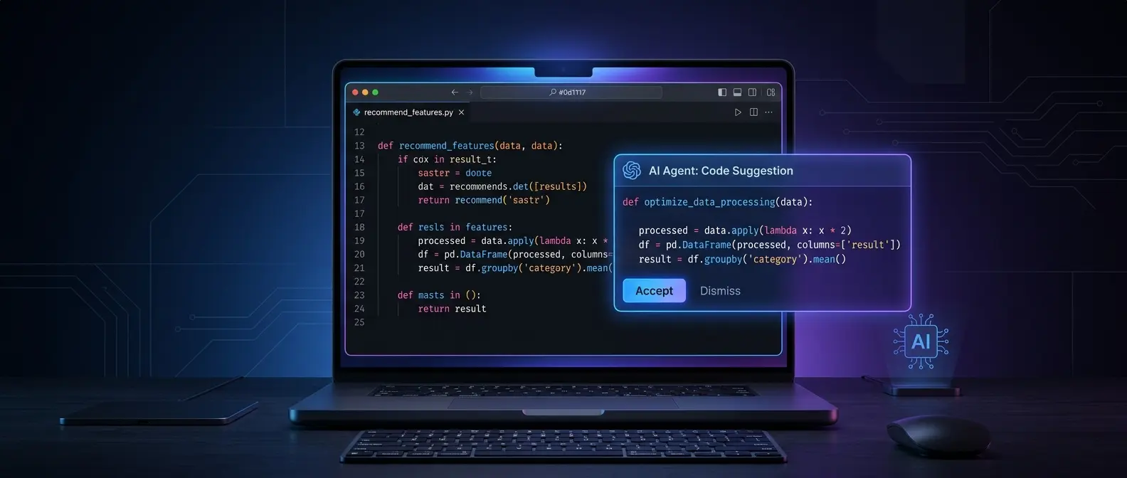 Agente de IA para programar rodando no terminal com sugestões de código, representando ferramentas como Claude Code