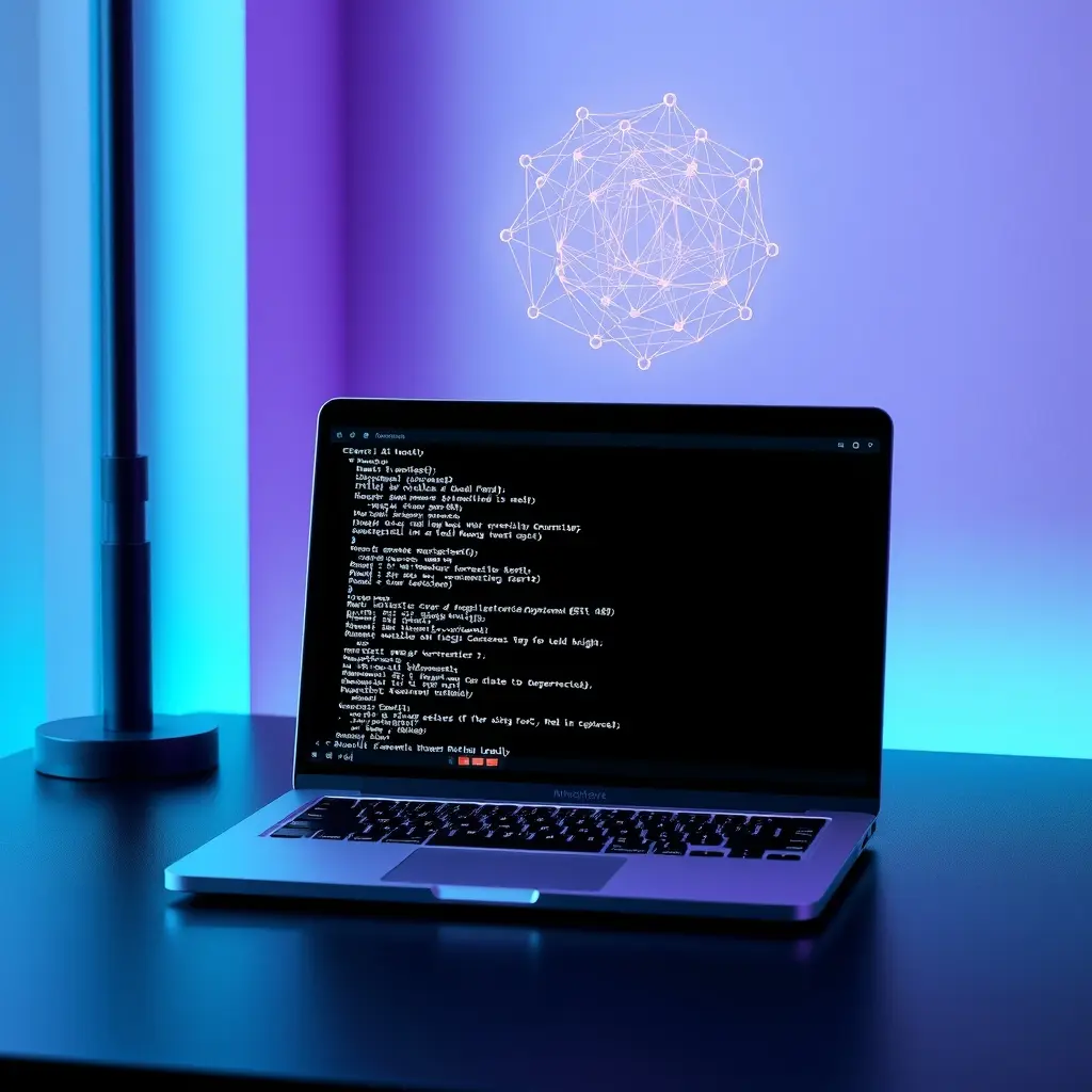MacBook Pro com terminal mostrando modelo de IA rodando localmente via Ollama