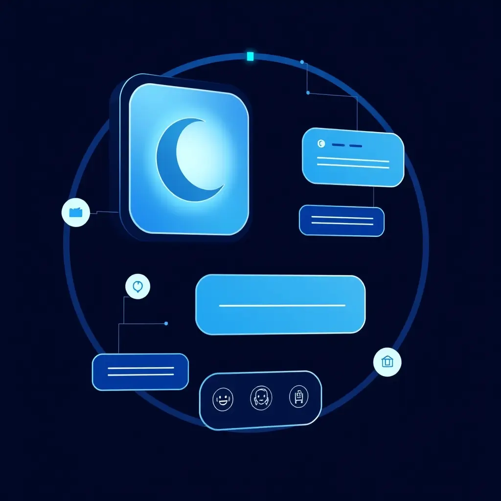 Interface do assistente Kimi AI com logo de lua crescente